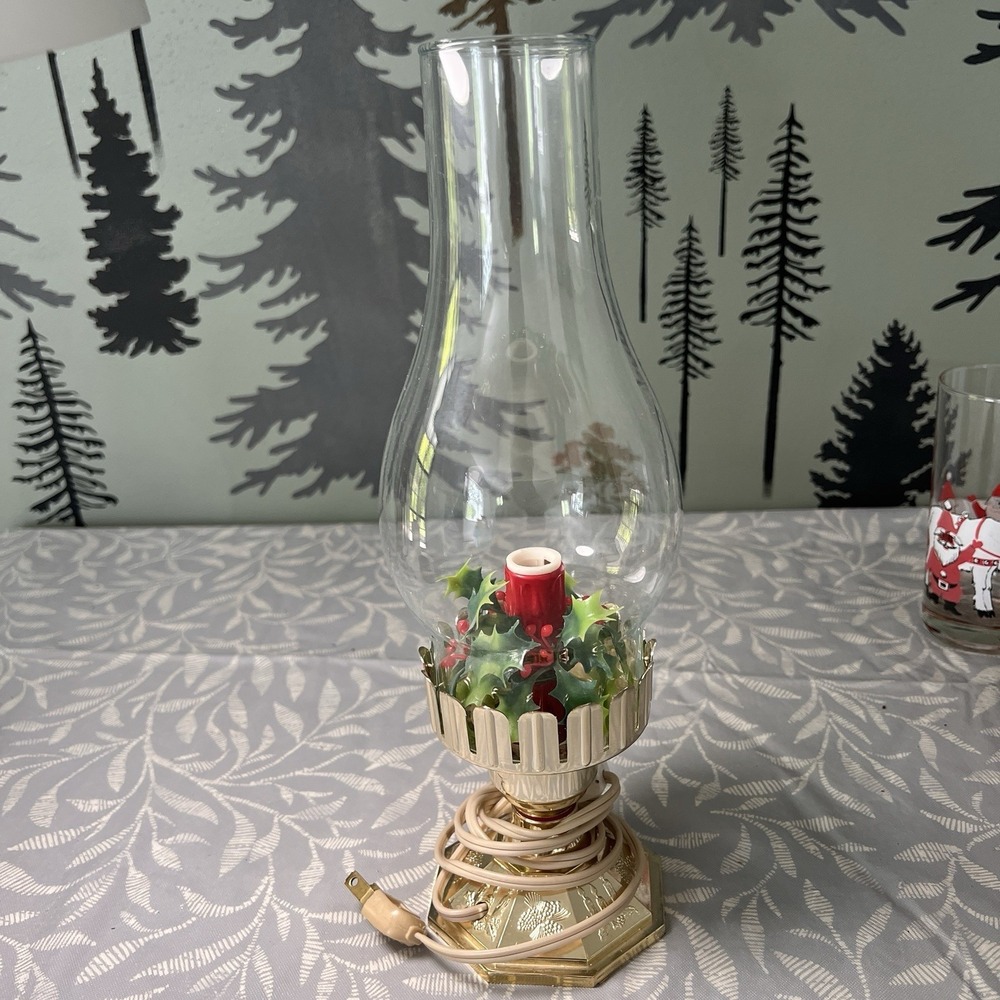 Hurricane Glass Candle Christmas Vintage Flame Lamp Electric Noma Beacon 1950s